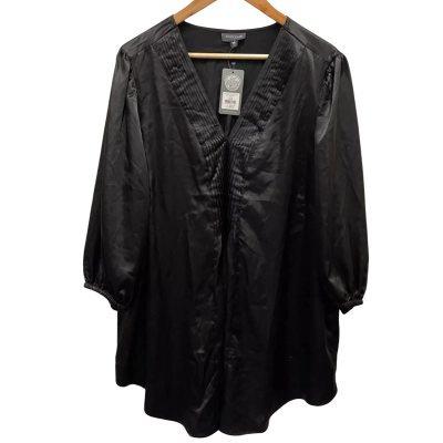 Autograph Black Modern Heritage Pintuck Tunic Top Size 18