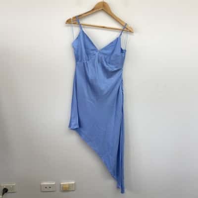 Luck & Trouble Blue Yvette Asymmetrical Midi Dress Size 10
