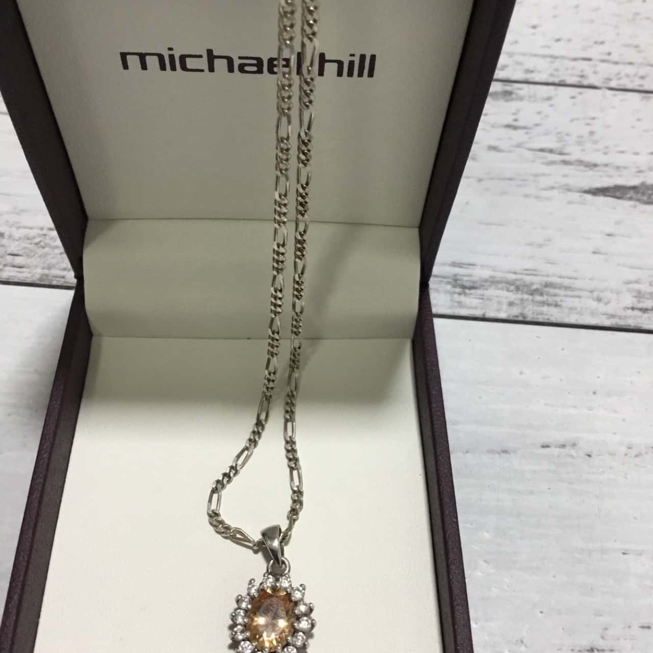 Michael Hill Sterling Silver Chain With Citrine Pendant s