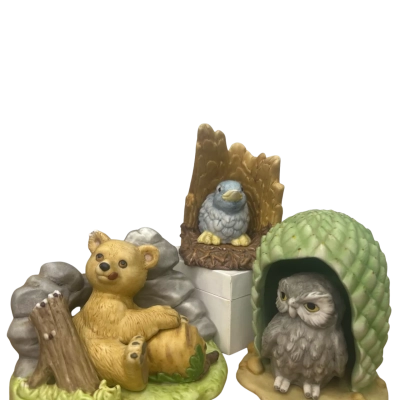 The Collectors Studio Woodland Surprises 1983/84  Series OWL BEAR and BLUEBIRD