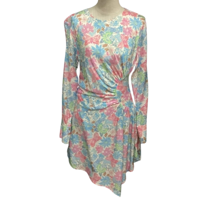 Steele  Size L Long Sleeve Mini Dress Blue / Floral / Pink  