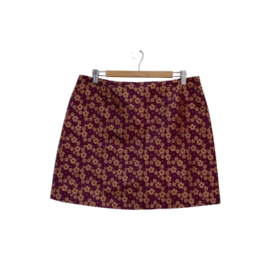 Princess Highway Womens  Size 14 Mini Skirt Floral / Gold / Purple 
