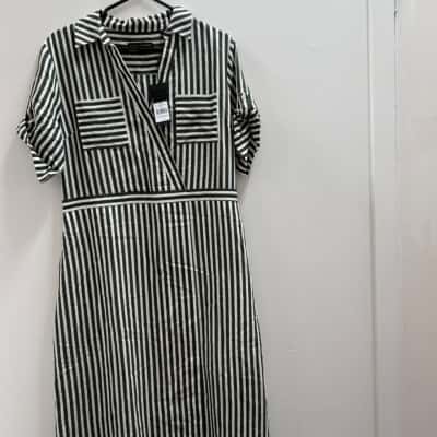 David Lawrence Womens  Size 12 Midi Dress / Wrap Dress Green / White 