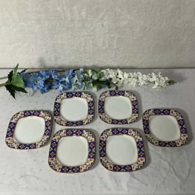 Set of 6 Art Deco Allertons Multicoloured Pattern Square Side Plates