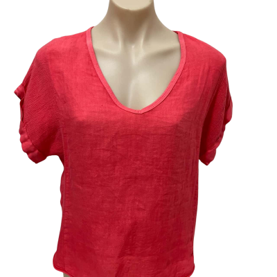 La Strada Italy Womens  Size S Short Sleeve Top Red 