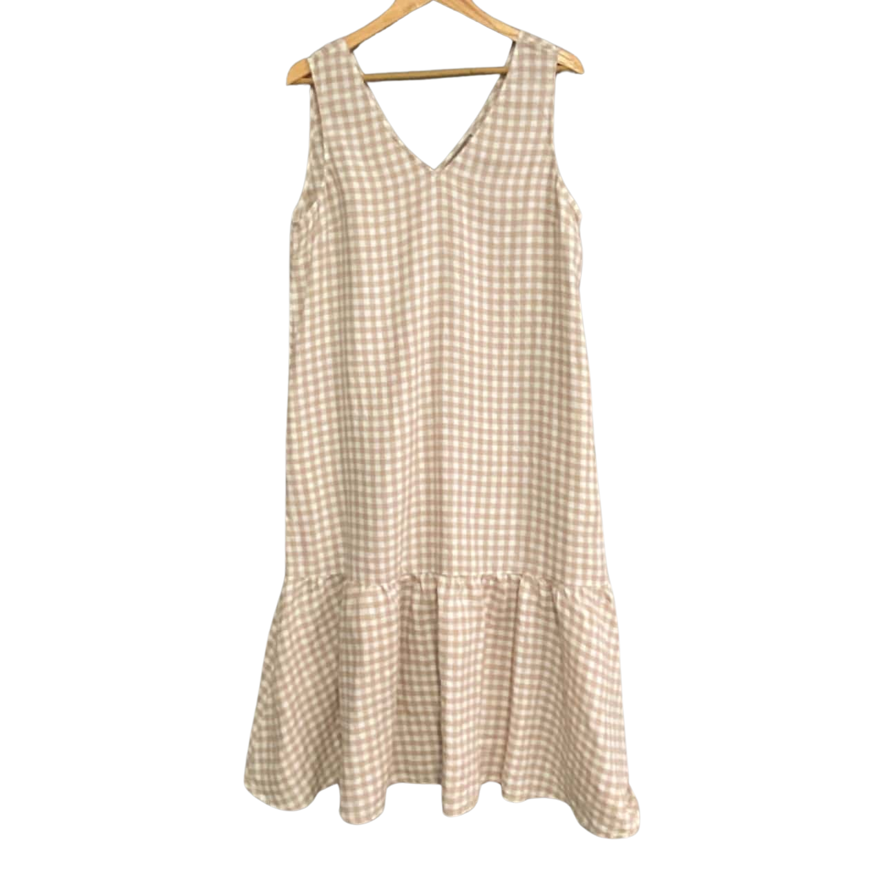 knee length dresses for ladies SARASTUS Women's Long Brown Linen Dress main image 1