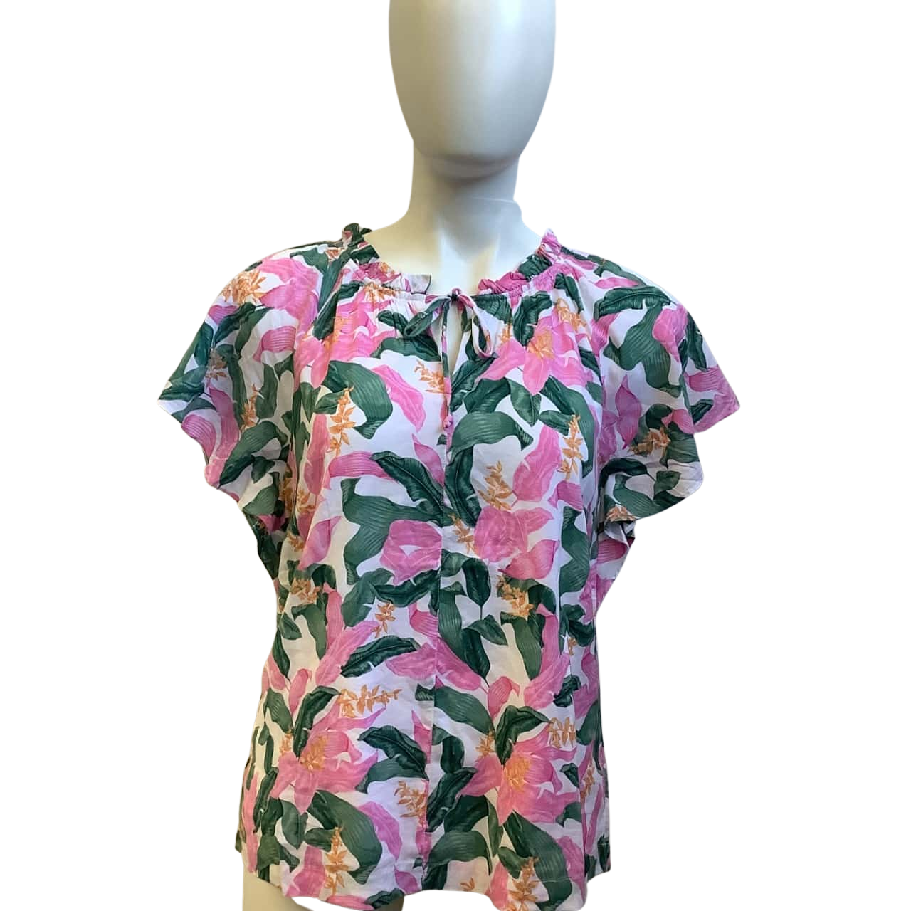 Brand New Jeanswest Womens Size S Leaf Print Short Sleeve Top