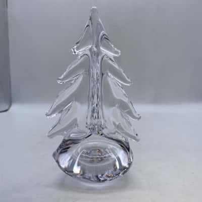 Simon Pearce Signed Christmas Tree Handblown Art Glass Vermont Evergreen Fir Clear 15cm.      Office 