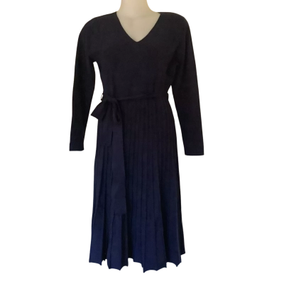 Bird by Design.   Pleated Knit Midi Dress.   Navy   Size XL 
