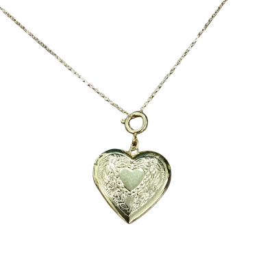  Womens Necklace Gold Tone Heart Locket with 925 Stamped Gold Plated Chain