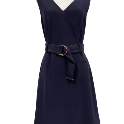 Portmans Womens Sleeveless Dress With Rose Gold Buckle Belt