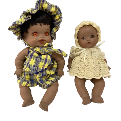 2 x Ceramic Baby Dolls with Lynda 98 at back of neck
