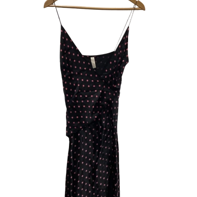 Bec & Bridge Size 8 Maxi/ Shoestring Strap Dress Black  / Polka Dot 