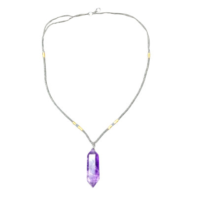 Amethyst Crystal Adjustable Rope Necklace