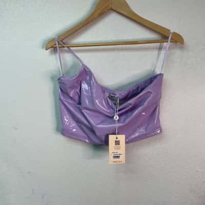 Tiger Mist Womens Size L Off-the-shoulder Top Purple 
