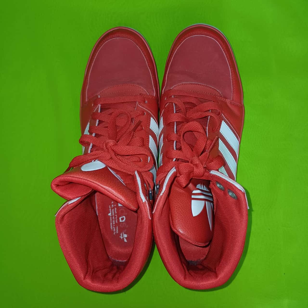 Adidas Red White Leather Sneakers Size US: 12 Three Stripe Shoes(s)