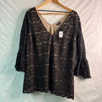 City Chic Womens  Size 16 / S Long Sleeve Top Black  