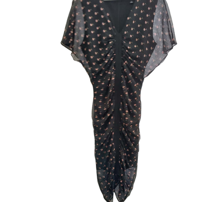 Country Road Black Floral Ruched Dress
