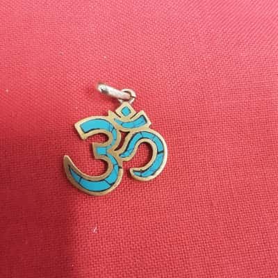 OM brass and turquoise yoga Namaste pendant