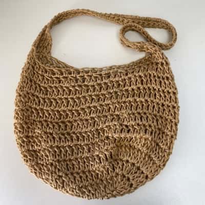 Natural Raffia Slouchy Woven Shoulder Bag 