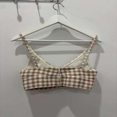 Scanlan Theodore Womens  Size 10 Cropped Top Beige / Striped / White 