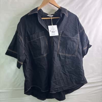 Jag Womens Size M Short Sleeve Top Black BNWT