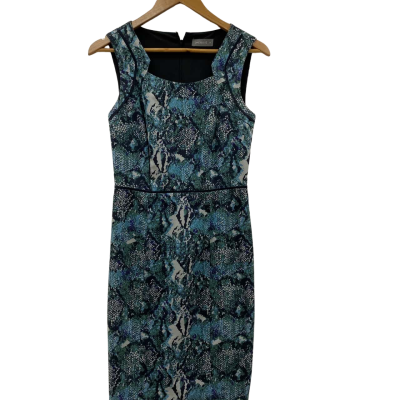 Jacqui-E Womens  Size 8 Cocktail Dress / Midi Dress Black  / Blue / Green / Off White 