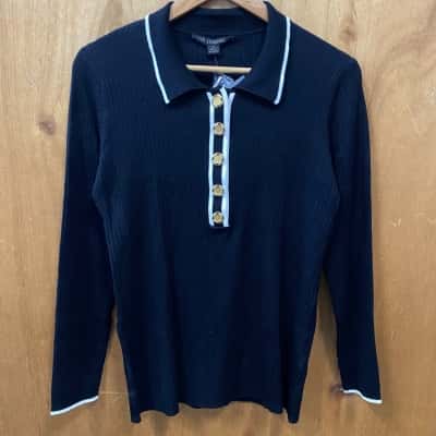 Liz Jordan Black/White Buttoned Top Size S