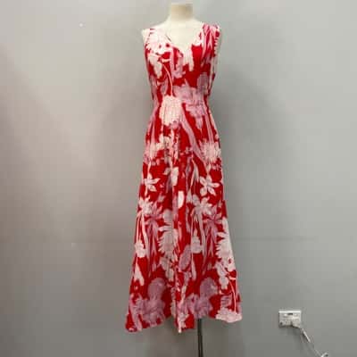 Witchery Womens  Size 12 Midi Dress Floral / Red 