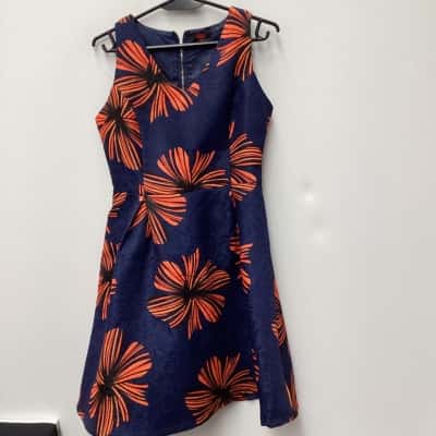 ses- Womens  Size 8 Sleeveless Dress  Blue / Orange / Pattern 
