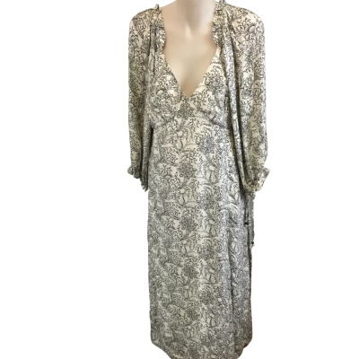 Scotch & Soda Size Small Long Beige Dress With Black Floral Print - BNWT - RRP$379.95