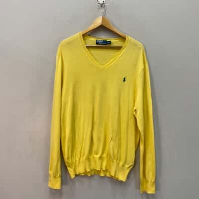 Polo Ralph Lauren Mens  Size L Fine knit Jumper Green / Yellow 