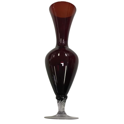 Vintage Ruby Red Art Hand-Blown Glass Vase