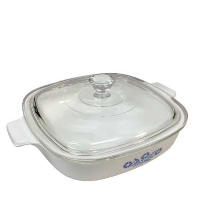 Corning Ware Blue Flower Dish with Lid 7 inch 