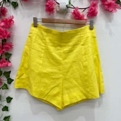 Aureta Womens High Waisted Shorts Size S Yellow 