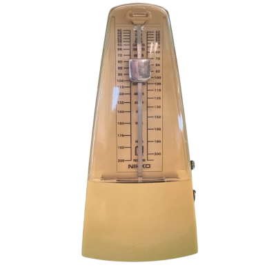 Vintage Nikko Mechanical Metronome Model 221 Ivory White With Cover - Made In Japan