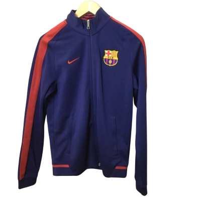Nike Mens  Size S FC BARCELONA Front Zipper Track Jacket Blue 