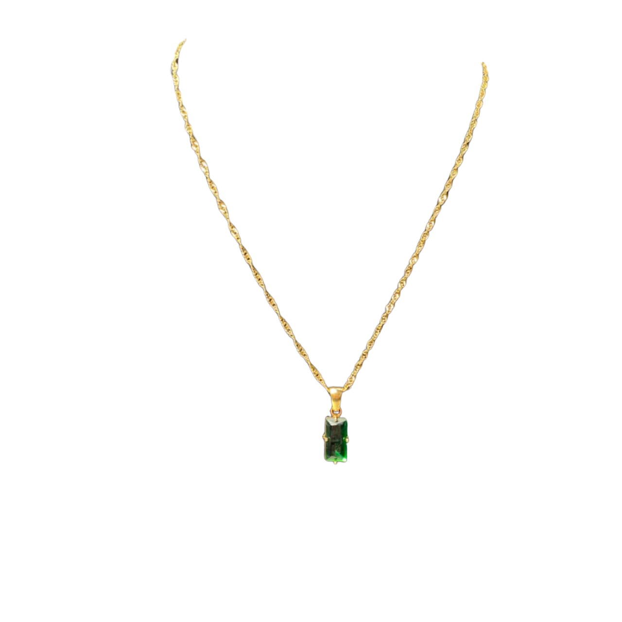 BNWOT Slide gold plated necklace with green stone pendant(s)
