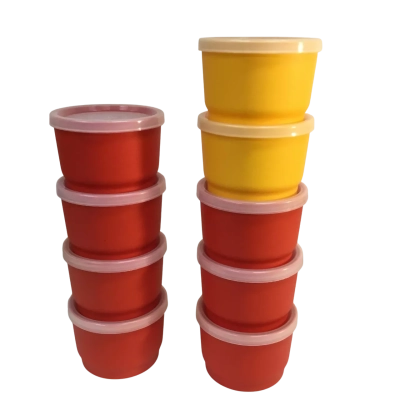 Round Tupperware Containers x 9 Approx 7.5 x 5.5cm