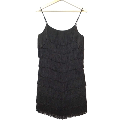 Wayne Cooper Women's Size 10 Black Tassel Mini Dress 