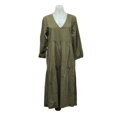 Sass Womens 100% Cotton Size 14 Maxi Dress Khaki 