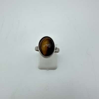 925 Silver Tigers Eye Stone Ring Size N.5