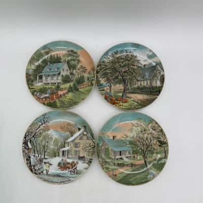 Vintage 'Currier & Ives' Four Seasons Decorative Plates [S#3]