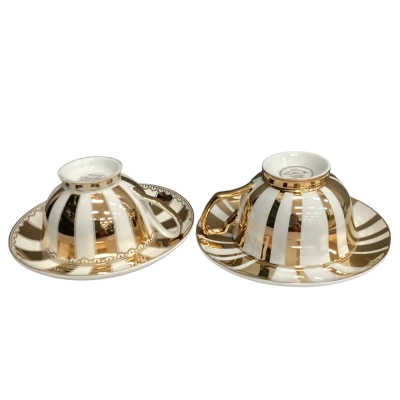 Gold Striped Cups and Saucers