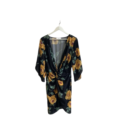 Sheike Womens  Size 16 Short Sleeve Midi Dress Black Floral / Multicoloured 