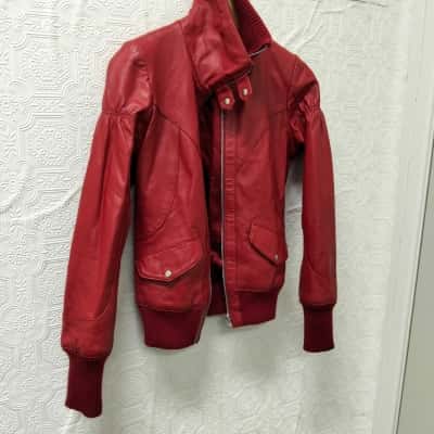 Siricco Womens  Size S Red Leather Jacket VGUC 