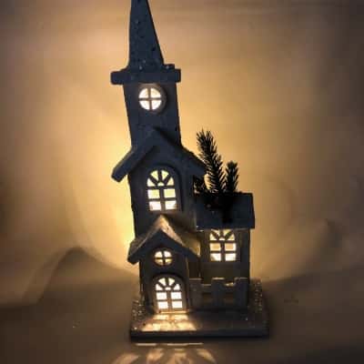Christmas Wooden Church Front/Light