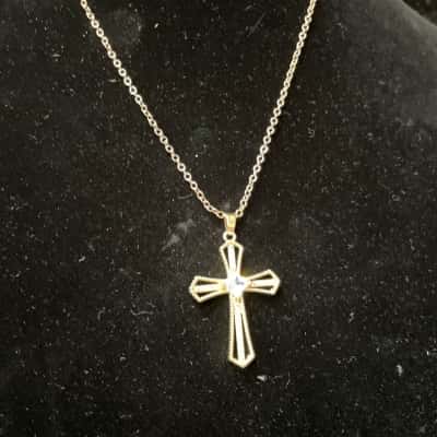 Gold-toned Crusifix on 18ct Gold Plated Chain 