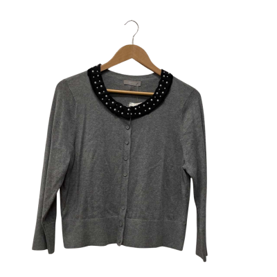 Jacqui-E Womens  Size L Button-down Cardigan Grey 