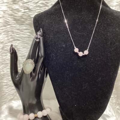  Womens Beaded Bracelet / Necklace / Ring Other / Pink  / White 